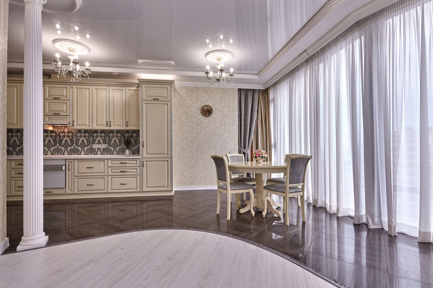 Interior with dark hardwood